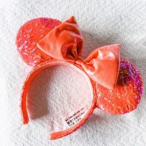 Coral Sequin Minnie Mouse Ears